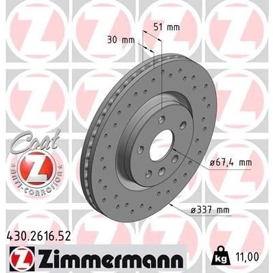 Bilde av ZIMMERMANN SPORT COAT Z 430.2616.52 Bremseskiver 337 30 6/5 5 120 innvendig ventilert, hullet belagt høy karbon OPEL: Insignia A Sports Tourer
