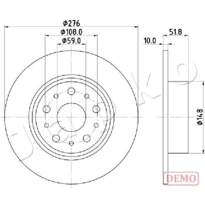 Bilde av JAPKO Bremseskive LANCIA: Kappa Coupé, ALFA ROMEO: 166 276mm 10mm 5 fullt ut spraylakkert 610207C 0060814646,60814646,60874646,71739570,82488240