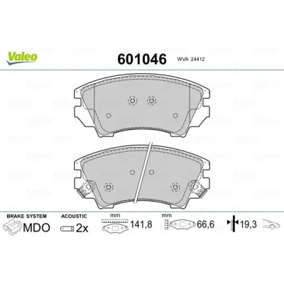 Bilde av VALEO 601046 Bremseklosser framaksel inkl. slitasjevarselkontakt med antihyle blikk OPEL: Insignia A Sports Tourer, Astra J Tourer