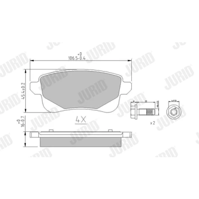 Bilde av JURID 573660J Bremseklosser ikke klargjort for slitasjeindikator RENAULT: MEGANE 3, GRAND SCENIC 3 Grandtour, HYUNDAI: i30 III Hatchback
