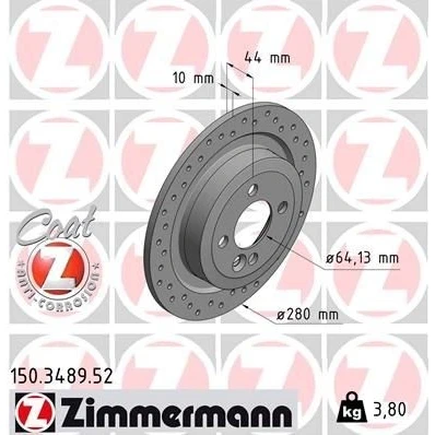 Bilde av ZIMMERMANN 150.3489.52 Bremseskiver 280 10 5/4 4 100 fullt ut, hullet belagt høy karbon MINI: Hatchback, Clubman