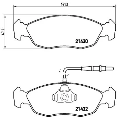 Bilde av BREMBO P 61 054 Bremseklosser inkl. slitasjevarselkontakt med kolbleklips uten tilbehør PEUGEOT: 306 Hatchback