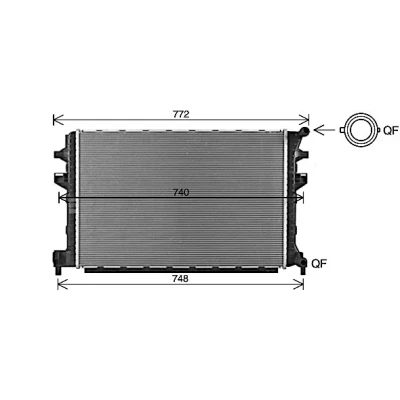 Bilde av PRASCO VNA2383 Radiator 620 398, 407 16 med hurtigkoplinger Kjøleribber loddet VOLKSWAGEN: Golf 7, 7 Variant, SKODA: Superb III Stasjonsvogn