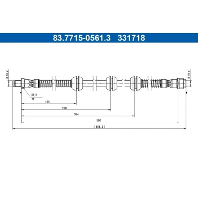 Bilde av ATE 83.7715 0561.3 Bremseslange 560mm M10x1mm