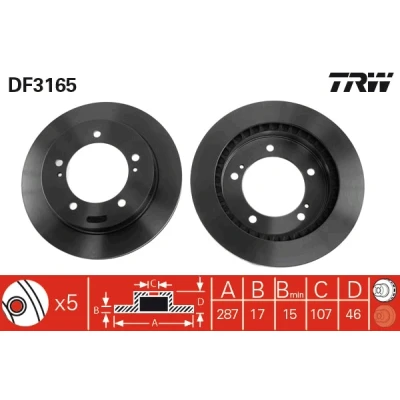 Bilde av TRW DF3165 Bremseskiver 287,4 17 5 140 ventilert spraylakkert SUZUKI: Jimny SUV