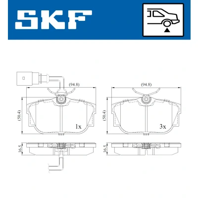 Bilde av SKF VKBP 90493 E Bremseklosser inkl. slitasjevarselkontakt VOLKSWAGEN: Transporter 4 Bus,