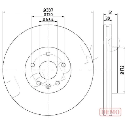 Bilde av JAPKO Bremseskive VOLVO: V70 3, V60 I, XC70 II Stasjonsvogn bakaksel 11mm 5 fullt ut spraylakkert 610323C 13579153,569081,13576781,30769059,31471746