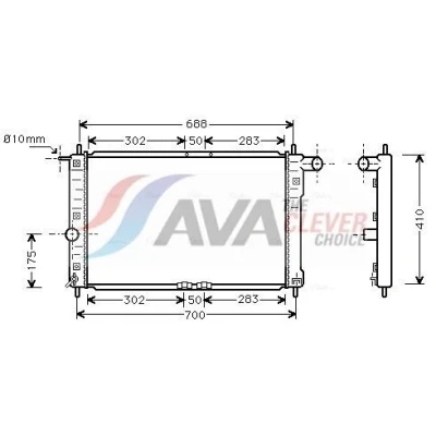 Bilde av AVA COOLING SYSTEMS DWA2014 Radiator Aluminium 635mm 378mm 23mm Kjøleribber satt sammen mekanisk