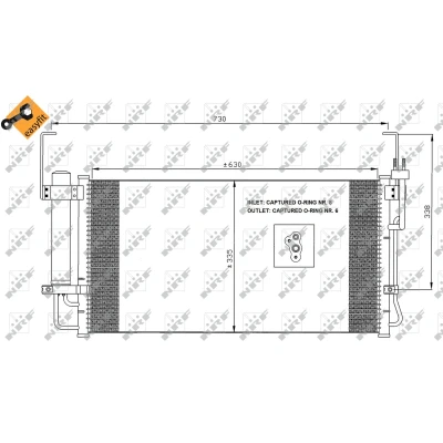 Bilde av NRF EASY FIT 35429 Kondensator med tørker, tetningsring 12,9 8,2 Aluminium 630