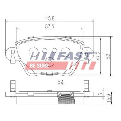 Bilde av FAST FT29533 Bremseklosser bakaksel ekskl. slitasjevarselkontakt FORD: MONDEO 1 Kombi, Cougar Coupé,