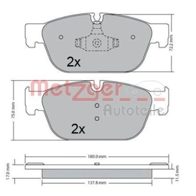 Bilde av METZGER 1170619 Bremseklosser framaksel inkl. slitasjevarselkontakt med antihyle blikk PEUGEOT: 508 I SW, 308 Hatchback, 407 SW