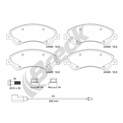 Bilde av BRECK 24485 00 703 10 Bremseklosser ekskl. slitasjevarselkontakt FORD: Transit Mk6 Van, Minibuss, Flatvogn lastebil/Chassis