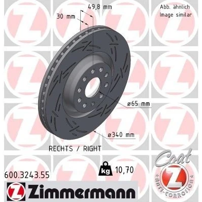 Bilde av ZIMMERMANN 600.3243.55 Bremseskiver 340 30 10/5 5 112 innvendig ventilert, med sliss belagt høy karbon VOLKSWAGEN: Golf 7, Passat B8 Variant