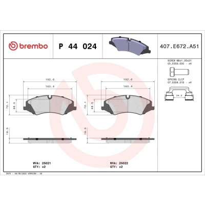Bilde av BREMBO P 44 024 Bremseklosser PRIME LINE Ring klargjort for slitasjeindikator med bremsecaliperskruer, antihyle blikk tilbehør