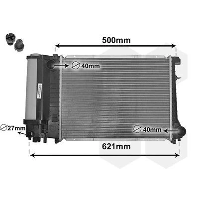 Bilde av VAN WEZEL 06002135 Radiator Aluminium 440 327 33 *** IR PLUS med blindplugg Kjøleribber loddet BMW: 5 Sedan, 3 Coupé, Sedan