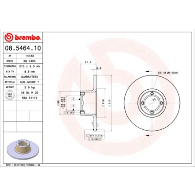 Bilde av BREMBO 08.5464.10 Bremseskiver 213 9,5 4 fullt ut