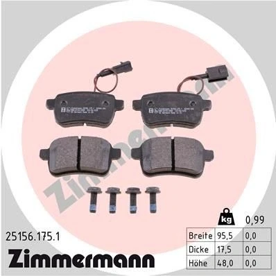 Bilde av ZIMMERMANN 25156.175.1 Bremseklosser inkl. slitasjevarselkontakt Bildet viser leveranseinnholdet ALFA ROMEO: Giulietta Hatchback