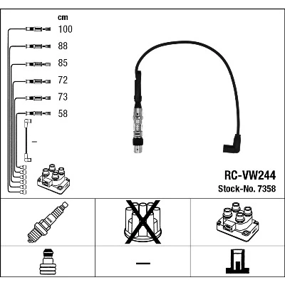 Bilde av NGK 7358 Pluggledninger 6 VOLKSWAGEN: Golf 4, Bora Sedan