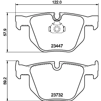 Bilde av HELLA 8DB 355 013 941 Bremseklosser klargjort for slitasjeindikator BMW: X5, X6