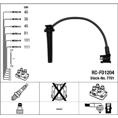 Bilde av NGK 7701 Pluggledninger 6 FORD: MONDEO 2