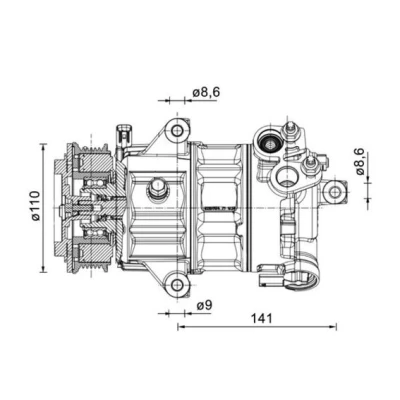 Bilde av MAHLE ORIGINAL ACP 1491 000P Kompressor 6HVS14ec PAG 46 YF R 1234yf, 134a FORD: FIESTA 7