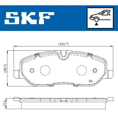 Bilde av SKF VKBP 80306 Bremseklosser klargjort for slitasjeindikator LAND ROVER: Range Rover 3, Discovery IV VAN, SUZUKI: SX4 I Hatchback