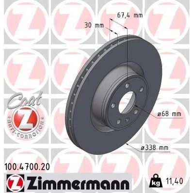 Bilde av ZIMMERMANN 100.4700.20 Bremseskiver 338 30 6/5 5 112 innvendig ventilert belagt høy karbon
