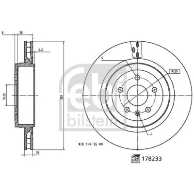 Bilde av FEBI BILSTEIN 178233 Bremseskiver bakaksel 365 28 5 120 innvendig ventilert belagt TESLA: Model S