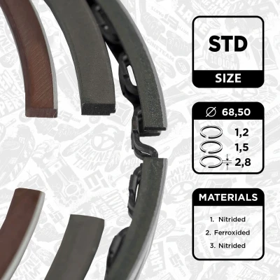 Bilde av Stempelringsett, chevrolet spark, daewoo matiz, matiz skåp/halvkombi, tico, 1214078B00, 12140A78B01, 12140A78B10