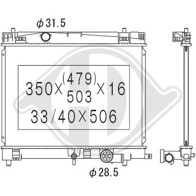 Bilde av DIEDERICHS DCM3325 Radiator 480 350 16 Climate TOYOTA: Urban Cruiser