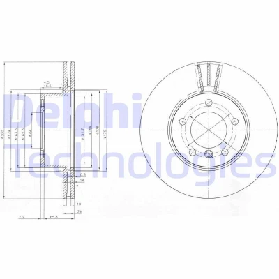 Bilde av DELPHI BG3998C Bremseskiver 300 24 5 ventilert belagt ubehandlet uten hjullager, ABS sensorring BMW: 3 Touring, Sedan, Coupé