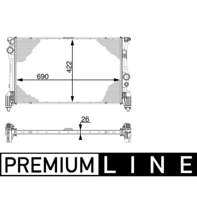 Bilde av MAHLE ORIGINAL CR 931 000P Radiator 690 422 26 Kjøleribber loddet MERCEDES BENZ: Vito Van