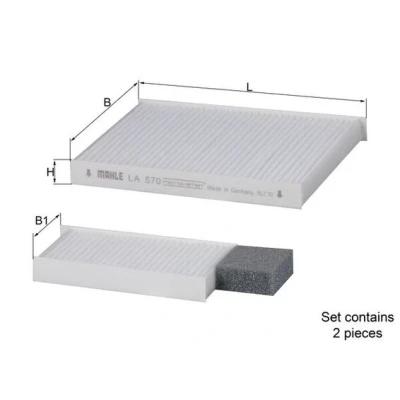 Bilde av MAHLE ORIGINAL LA 570/S Kupéfilter Partikkelfilter 190,0 145 20,0 KIA: cee‘d I Stasjonsvogn, Hatchback, II Hatchback