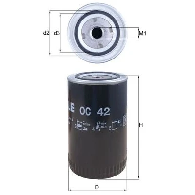 Bilde av MAHLE ORIGINAL OC 42 Oljefilter med to retursperreventil Påskruingsfilter VOLKSWAGEN: LT 28 35 I Flatvogn lastebil / Chassis
