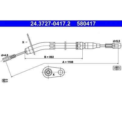 Bilde av ATE 24.3727 0417.2 Bremsekabel 1108 MERCEDES BENZ: S Klasse Sedan, Coupé