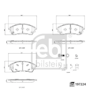 Bilde av FEBI BILSTEIN 197224 Bremseklosser framaksel med akustisk slitasjevarsel FORD: Ranger Mk3 (TKE) 3.2 TDCi, 2.5 Flex, 2.0 EcoBlue 4x4,