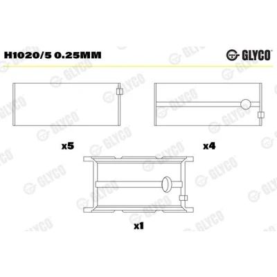 Bilde av GLYCO H1020/5 0.25mm Veivaksellager