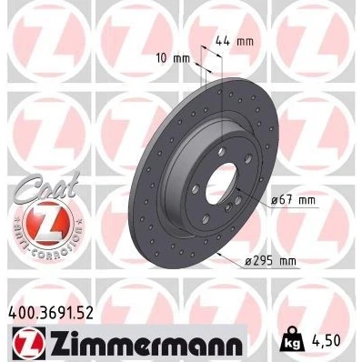 Bilde av ZIMMERMANN 400.3691.52 Bremseskiver 295 10 6/5 5 112 fullt ut, hullet belagt MERCEDES BENZ: A Klasse, B CLA Coupé