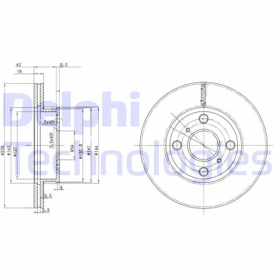 Bilde av DELPHI BG2424 Bremseskiver 238 18 4 ventilert oljet ubehandlet uten hjullager, ABS sensorring TOYOTA: Corolla VI Liftback, VIII Sedan