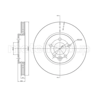 Bilde av METELLI 23 0643 Bremseskiver 284,0 22,0 5 64,2 ventilert ROVER: 75