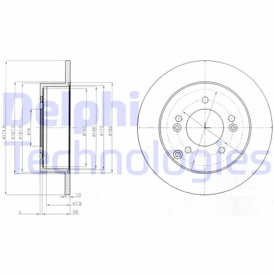 Bilde av DELPHI BG4260 Bremseskiver 275 10 5 fullt ut oljet ubehandlet uten hjullager, ABS sensorring KIA: CARENS 2