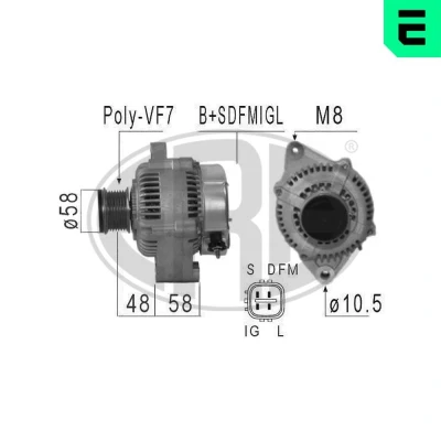 Bilde av ERA 210577A Dynamo 14V 85A TOYOTA: Hiace 4 Kasten, Land Cruiser Prado 120, Bus