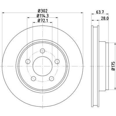 Bilde av HELLA PRO 8DD 355 119 241 Bremseskiver 302 28 05/05 114,3 innvendig ventilert belagt uten hjulfestebolt, hjulnav DODGE: Nitro SUV