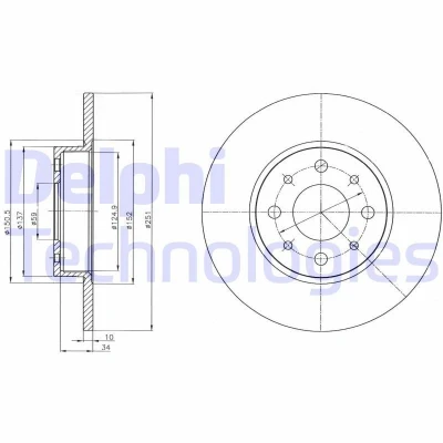 Bilde av DELPHI BG4312 Bremseskiver 251 10 4 fullt ut oljet ubehandlet uten hjullager, ABS sensorring ALFA ROMEO: MiTo