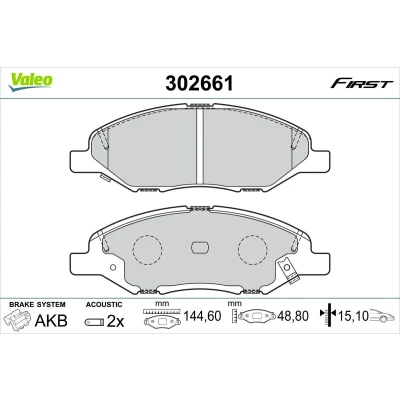 Bilde av VALEO 302661 Bremseklosser framaksel inkl. slitasjevarselkontakt med antihyle blikk NISSAN: Note I, MICRA 3, 2