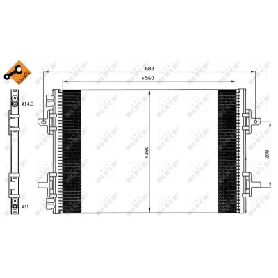 Bilde av NRF EASY FIT 35634 Kondensator med tetningsring 14,3 11 Aluminium 570 RENAULT: ESPACE 3