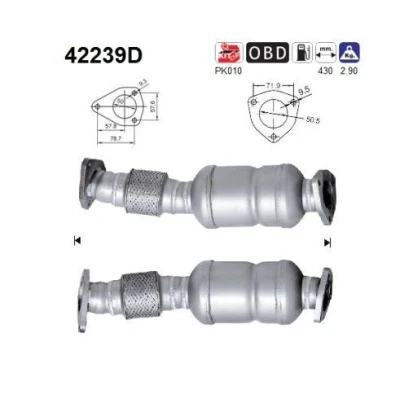 Bilde av AS 42239D Katalysator 430mm AUDI: A4 B7 Avant, B6 Avant