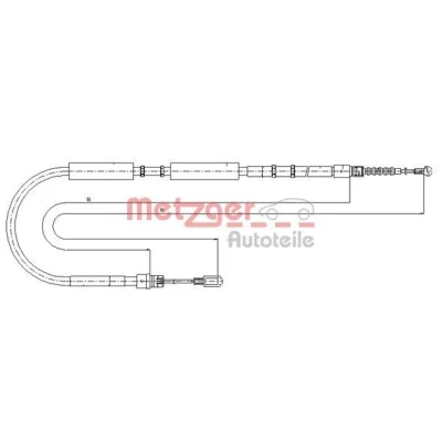 Bilde av METZGER 10.7536 Bremsekabel høyre bak 2005/1843 Skivebrems COFLE AUDI: A4 B7 Avant, B6 Sedan, Avant