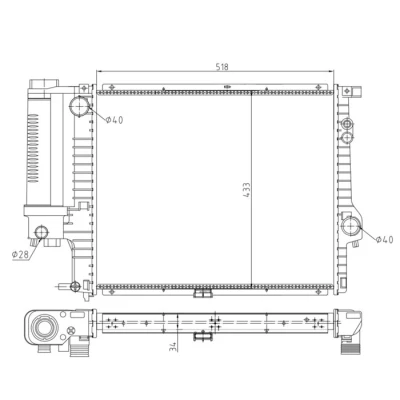 Bilde av TYC 703 0010 R Radiator 518 433 34 Kjøleribber satt sammen mekanisk BMW: 5 Sedan, Touring