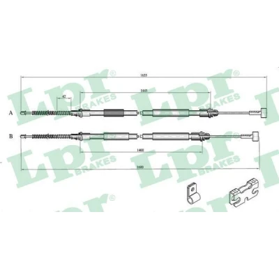 Bilde av LPR C0246B Bremsekabel 1635/1450+1585/1400 Trommelbrems